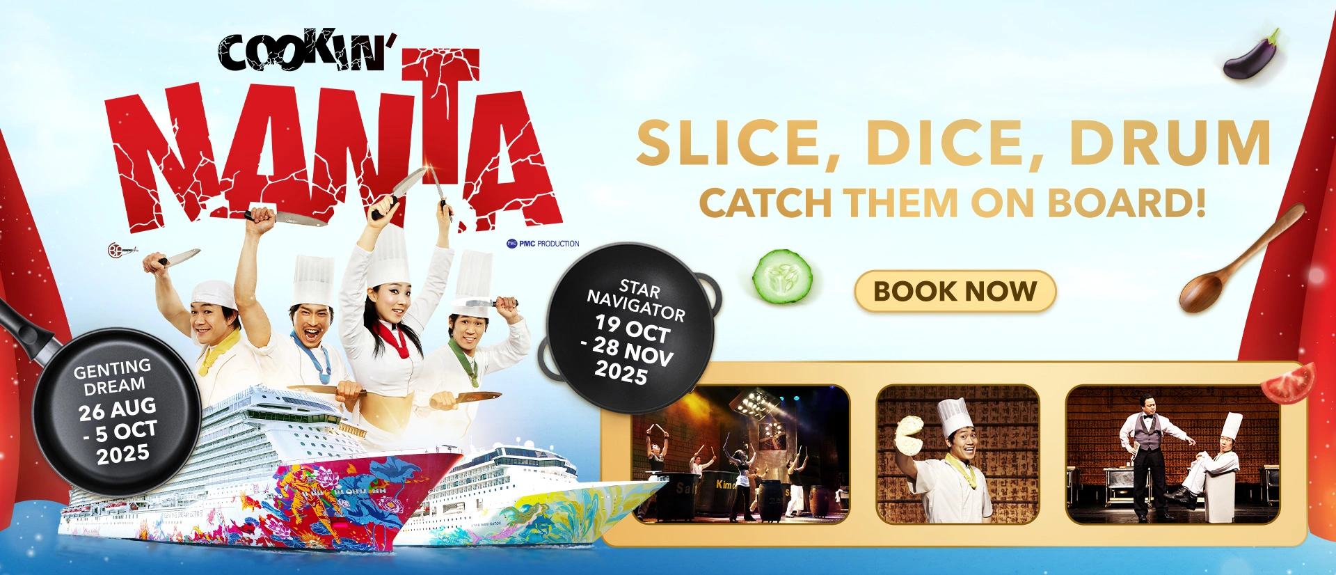Genting Dream and Star Navigator cruises featuring Cookin’ Nanta live performance with chefs on stage, August to November 2025