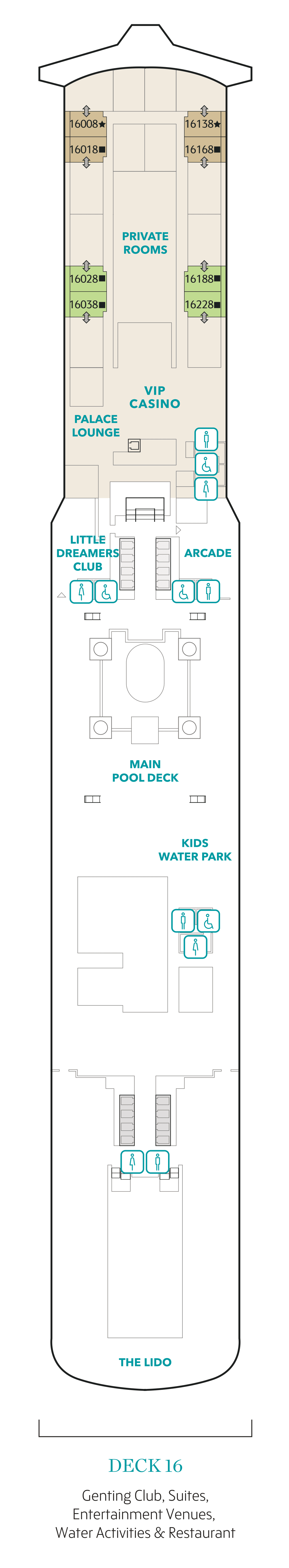 Deck 16 – kids’ water park, pools and entertainment