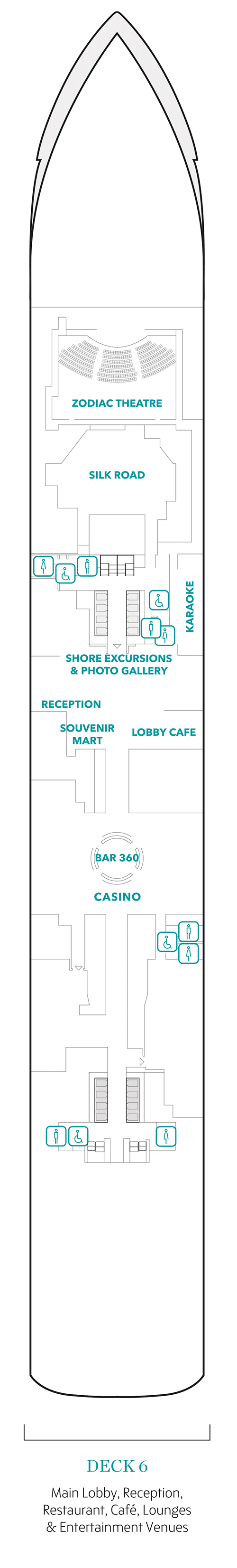 Deck 6 lobby and lounges