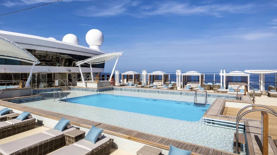 Poolside party and live entertainment on stage